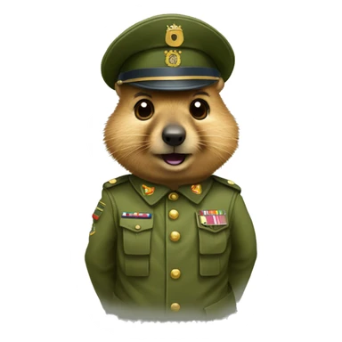quokka wearing a military uniform sticker