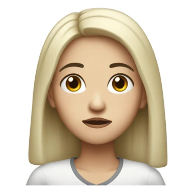 Pale woman black hair is frowning and heart broken sticker