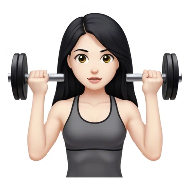 Burgundy  Pale girl with long black hair lifting weights  sticker