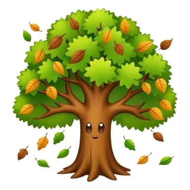 Tree with falling leaves, green leaves falling  sticker