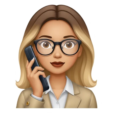 Realistic balage hair woman wearing glasses speaking on 1 cell phone sticker