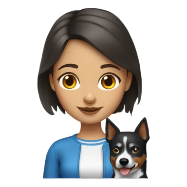 brunette girl with blue heeler sticker
