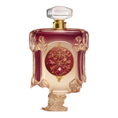 Burgundy vintage French style perfume bottle with red flowers  sticker