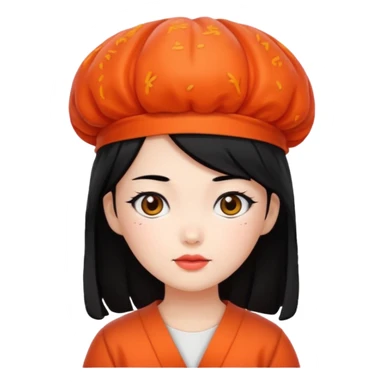 Wearing kimchi girl with black hair sticker