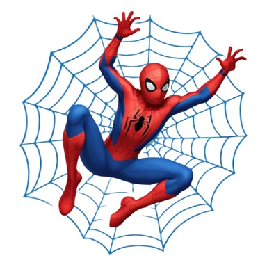 A high-quality die-cut sticker of Spider-Man in a dynamic web-swinging pose. Bold black outlines, classic red and blue suit, vibrant colors, Ben-Day dots textures. Flat 2D vector art style, white border around the edge, isolated on a plain white background, 4k resolution sticker