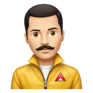 Freddie Mercury with mustache and yellow jacket sticker