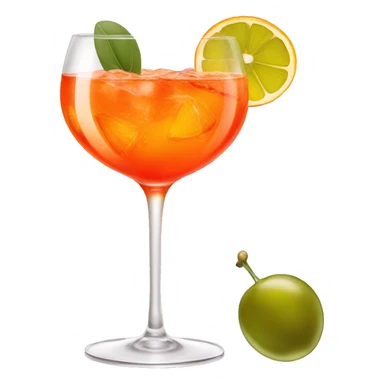 Aperol spritz with olive sticker