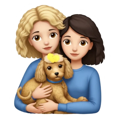 Ludo (ragazza mora capelli lisci) che abbraccia il suo cane leone (un barboncino biondo) sticker