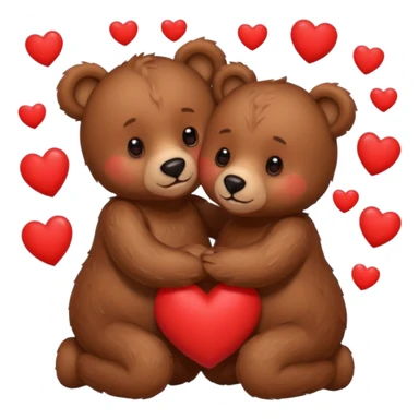 girl bear and boy bear hugging, surrounded by hearts, playful and loving sticker