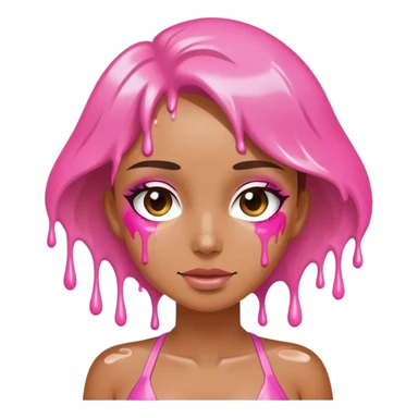 Woman wearing pink bikini with dripping white paint  sticker