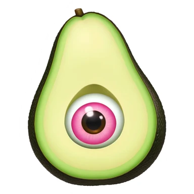 Avocado with extra big phosphorescent pink lips and super long fake-eye lashes sticker
