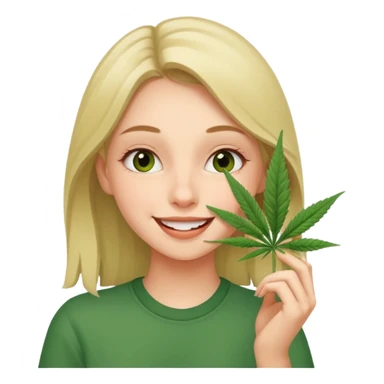 Girl happy smelling marijuana  sticker