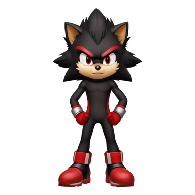 Angry Shadow the Hedgehog with black fur, red stripes, hover shoes, and arms crossed sticker