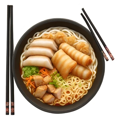Buldak ramen with chicken and spring rolls sticker