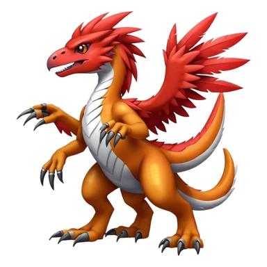 Furry feather-mane Cool Edgy shiny Digimon-Fakemon-Guilmon-Velociraptor full body   sticker