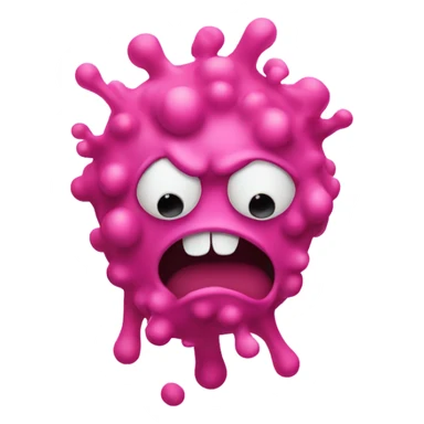 Pink bacteria with evil face sticker