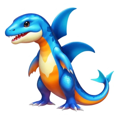 white blacks colorful gradient shiny glossy Fakémon-Digimon-orca-reptile-charizard-feraligatr-lizard-creature-hybrid (full body) sticker