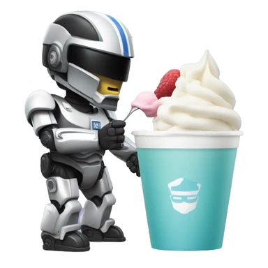robocop eating frozen yogurt sticker