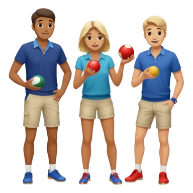 young French guys and girls playing petanque having fun sticker
