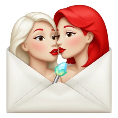a beautiful loving kiss on it lipstick white opal envelope sticker