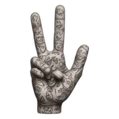 Emoji hand peace with tatoo sticker