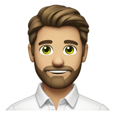 handsome optimist brunette man and beard green eyes wearing white button down shirt  sticker