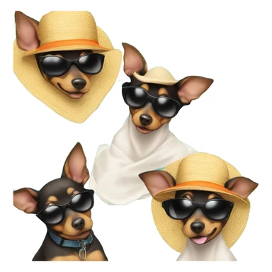 minpin dog on tropical vacation sticker