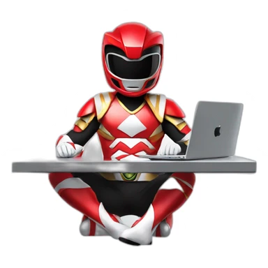 red power ranger with a laptop computer mac sticker