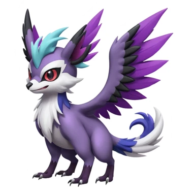 Cute Noibat-Noivern-Mightyena-Silvally-Fakémon-hybrid-creature (full body)  sticker