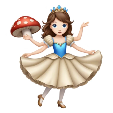 princess of mushrooms brown hair blue eyes dancing sticker