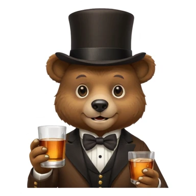 gay bear head in a top hat with a whiskey sticker