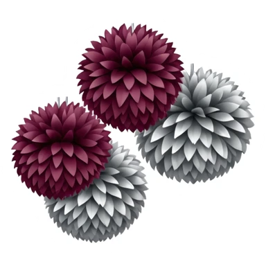 2 Maroon, and silver cheer poms sticker