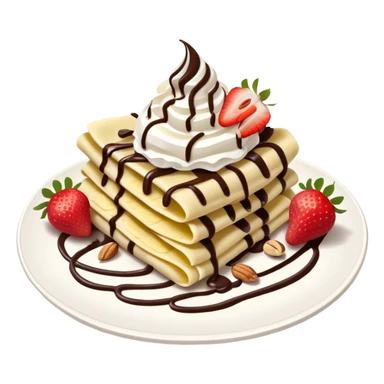 Crêpe with strawberries chocolate banana and nuts with chocolate drizzle on the top and whipped cream  sticker