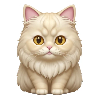 A 3D cartoon Persian cat with soft cream-white long fur, round face, golden eyes, gentle expression, cinematic Memoji-style lighting. full body sticker