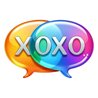 Colorful glass text message bubble with the word “xoxo” on it sticker