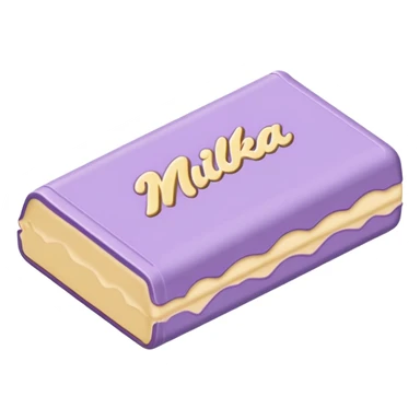 emoji style flat illustration, pastel lilac Milka chocolate bar, beige pink yellow accent tones, light grain, no background, pinterest sticker aesthetic sticker