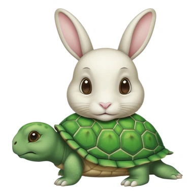  lapin qui a les yeux fermés et la tortu qui mange de la letu sticker