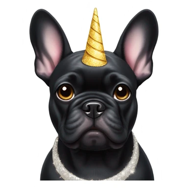 black french bulldog with unicorn horn sticker