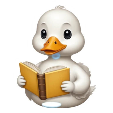 white duck holding book sticker