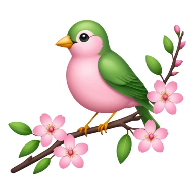 bird on blossom branch sticker