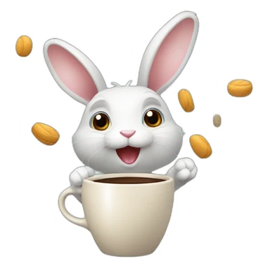 a rabbit juggling coffee mugs sticker