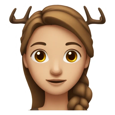 Girl with deer antlers and brown hair sticker