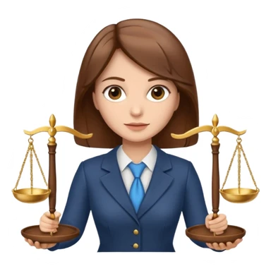legal expert woman with brown hair holding scales of justice sticker