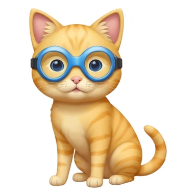 cute yellow lazy cat with full body with blue goggles and no clothes sticker
