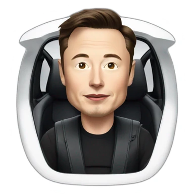 Elon Musk in a Tesla sticker