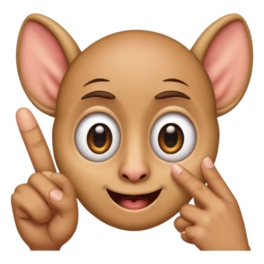 A regular iphone emoji, with big eyes, small mouth, huge ears, holding up the middle finger. sticker