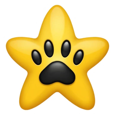 five-pointed star with a bold paw print in the middle, emoji style sticker