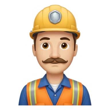 white men with mustache wear worker's uniform sticker