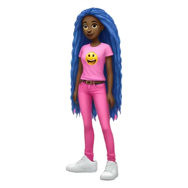 girl full body jeans caucasian pink fluo tshirt  sticker