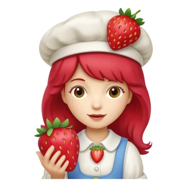 Vintage cartoon character strawberry shortcake hold a strawberry on her hand sticker